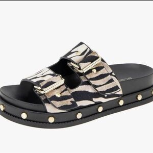 BCBGeneration Women's Bamba Slide Flatform Sandals, size: 10 Zebra